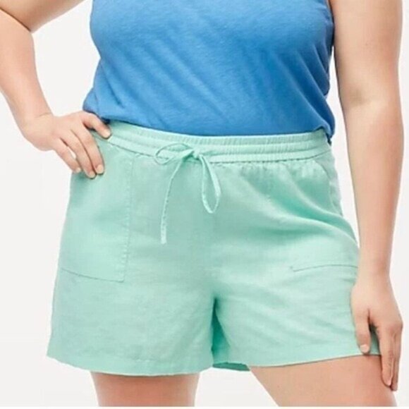 J.CREW Linen Blend High Waist Mint Green Casual Shorts Size XXL NEW - Picture 1 of 6